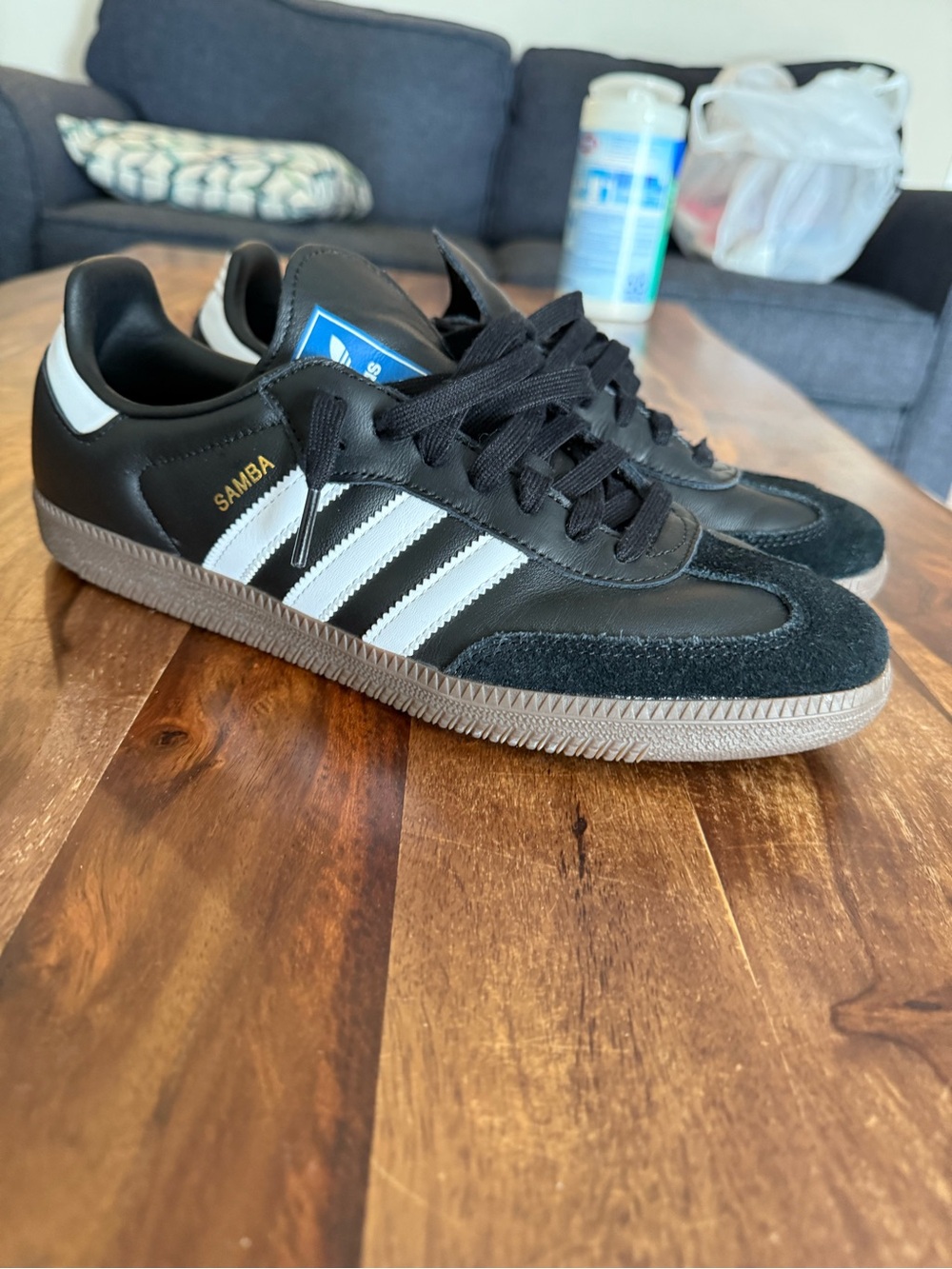 adidas Samba Black with White Stripes size 10 mens like new